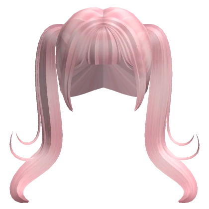 Curly Long Ponytails w Bangs Pink