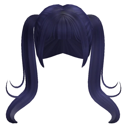 Curly Long Ponytails w Bangs Navy