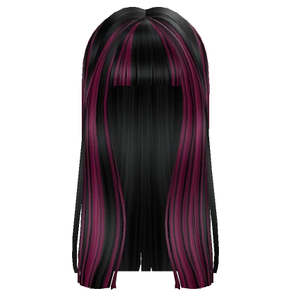 Black and Pink Long Straight Bang Hair