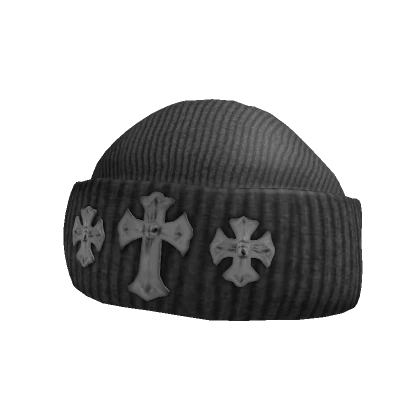 Grey Chrome Cross Beanie