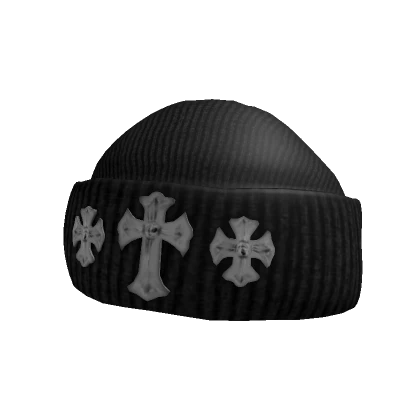 Black Chrome Cross Beanie