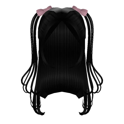 Black Curly Pigtails With Pastel Bows