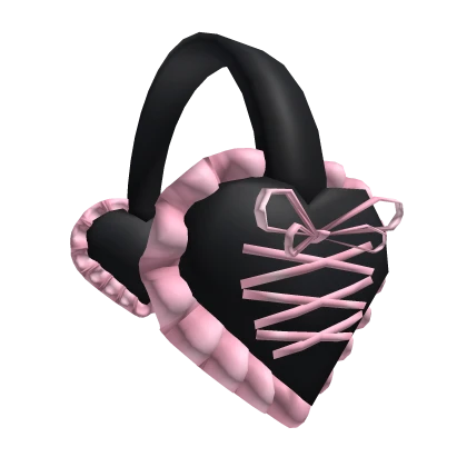 Y2K Pink & Black Laced Up Earmuffs