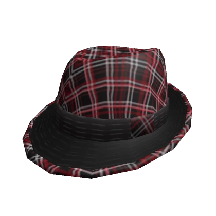 White n Red Plaid Fedora