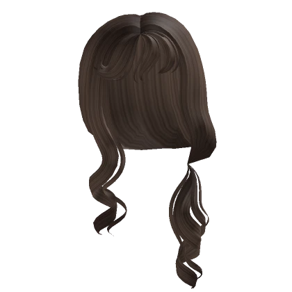 Brown Wavy Side Ponytail w/Bangs