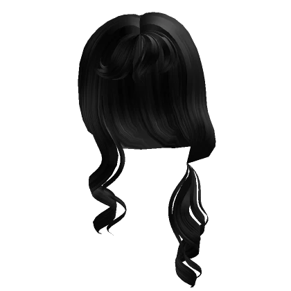 Black Wavy Side Ponytail w/Bangs