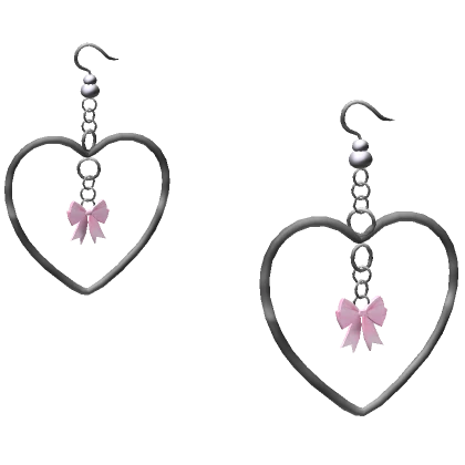 Y2K Ribbon Butterfly Metal Heart Earrings