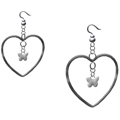 Y2K Ribbon Butterfly Metal Heart Earrings