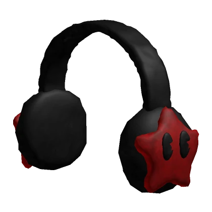 CUTE BLACK / RED STAR EARMUFFS