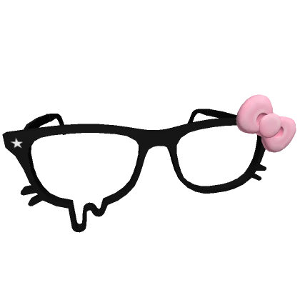 Droopy Kitty Glasses w/ Pink Bow in Black