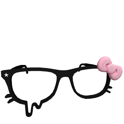 Low Droopy Kitty Glasses w/ Pink Bow in Black