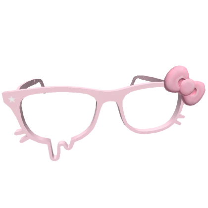 Droopy Kitty Glasses w/ Pink Bow in Light Pink