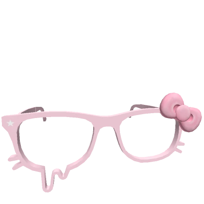 Low Droopy Kitty Glasses w/ Pink Bow in Light Pink