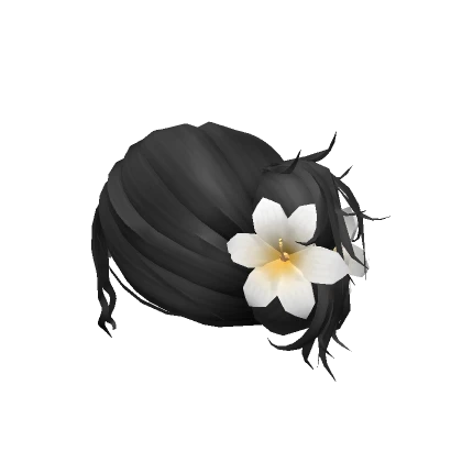 Black Updo with White Hibiscus Hair Clip