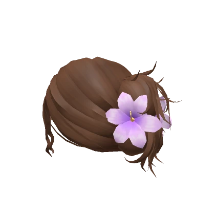 Brunette Updo with Purple Hibiscus Hair Clip