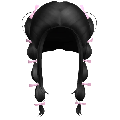 Bubble Braids with pink bows - Black