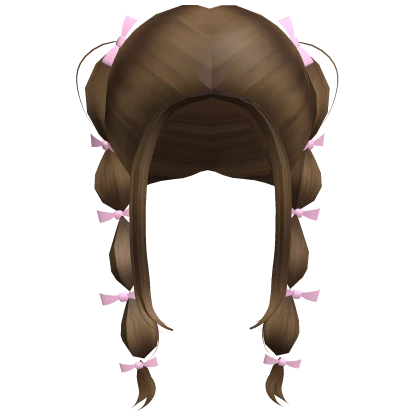 Bubble Braids with pink bows - Brown