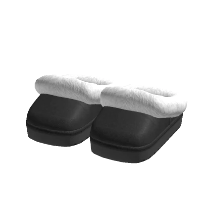 3.0 Platform Slippers Black Shoes Fluffy Boots Y2K