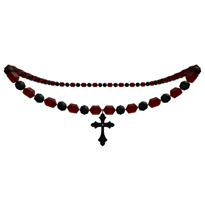 red gothic beaded cross necklace