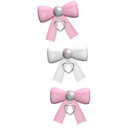 ♡ pink white heart pearl small ribbon hairclips