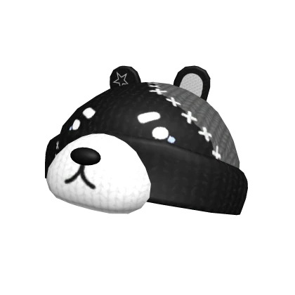 🍀Patched Bear Knit Beanie(Black)