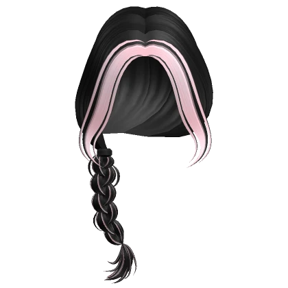 Two-Tone Side Braided Ponytail (Black & Pink)