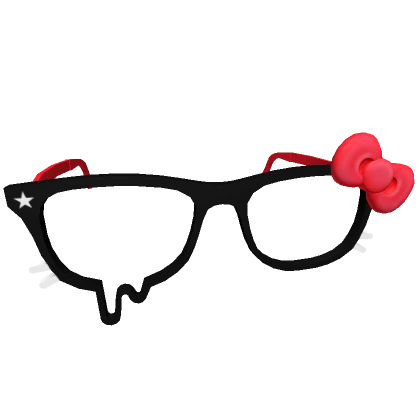 Droopy Kitty Glasses w/ Red Bow in Black V2