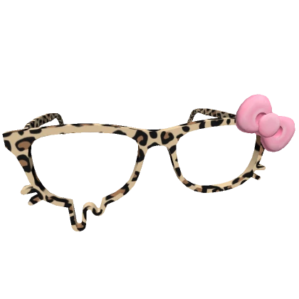 Droopy Kitty Glasses w/ Pink Bow (Cheetah Print)