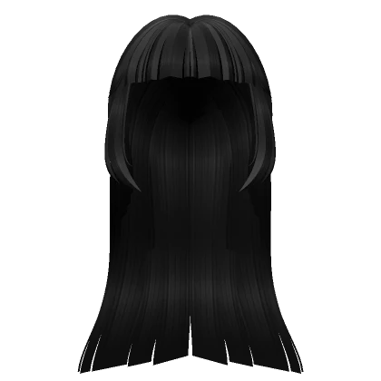 Cute Long Straight Hime Cut Black