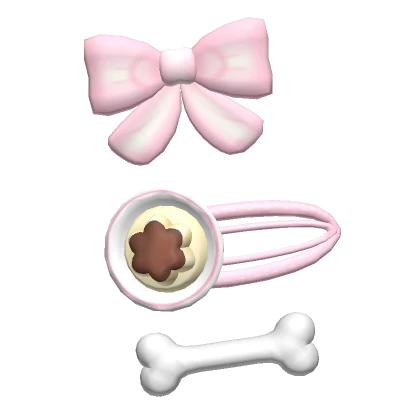 ♡ kawaii pudding ribbon bone hairclips