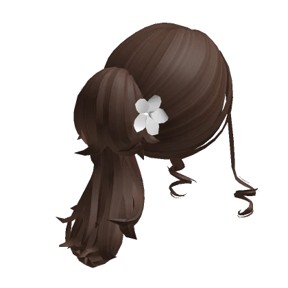 Clipped Flower Updo Ponytail (Brown)