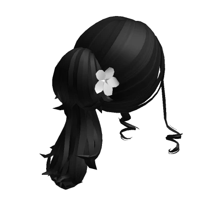 Clipped Flower Updo Ponytail (Black)