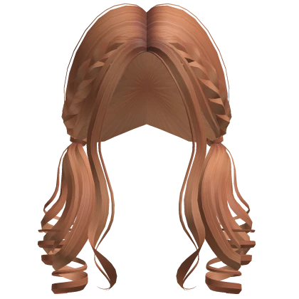 Preppy Braided Curly Low Pigtails in Ginger