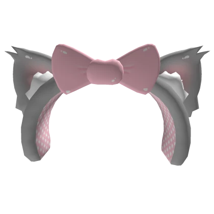 ๑˚ cutesi kawaii kitty headband w bow in grey ♡