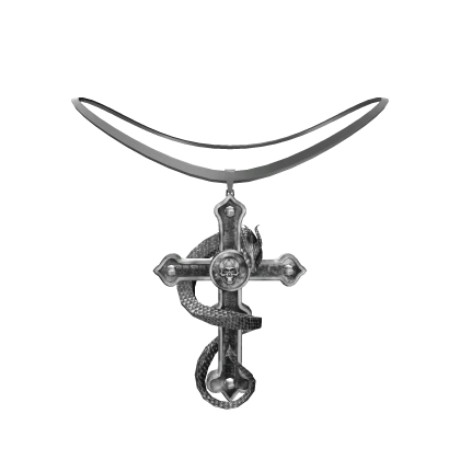 Y2K Silver Cross Snake Necklace - 3.0