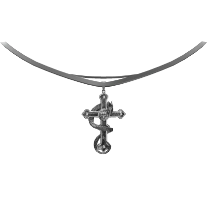 Y2K Silver Cross Snake Necklace - 1.0