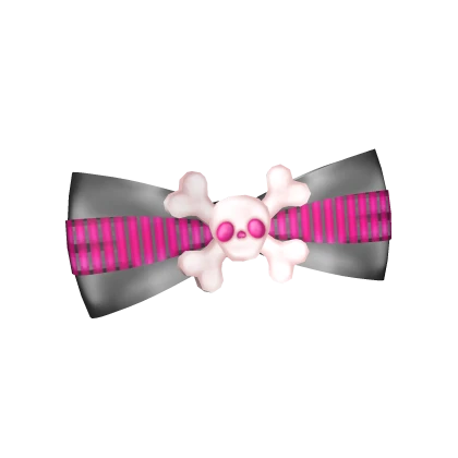 Skull Bow Hairclip - Hot Pink