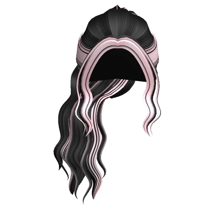 Two-Tone Side Wavy Ponytail (Black & Pink)