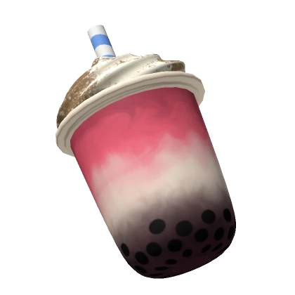 Strawberry Boba Drink with Whip Cream