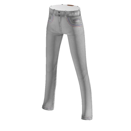 Skinny Jeans - White w Red/Blue Accents