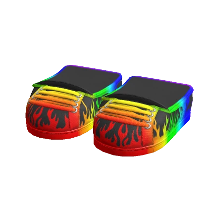 cool rainbow fire sneakers shoes