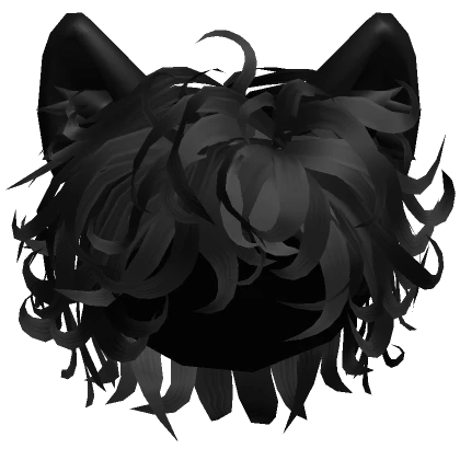 Black Messy Hair with Cat Ears