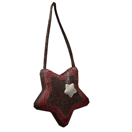 Knitted Star Tote Bag (Brown & Red) (3.0)