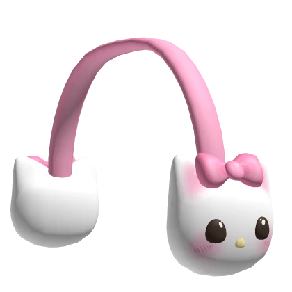Kawaii White Cat Aesthetic Headphones