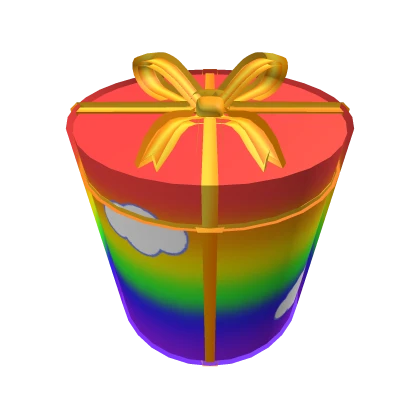 Rainbow Gift with Gold Ribbon Hat