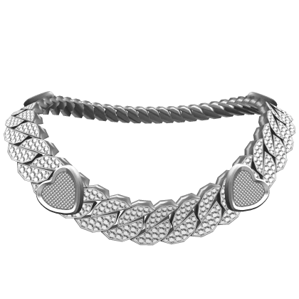 Silver Cuban Link W Hearts