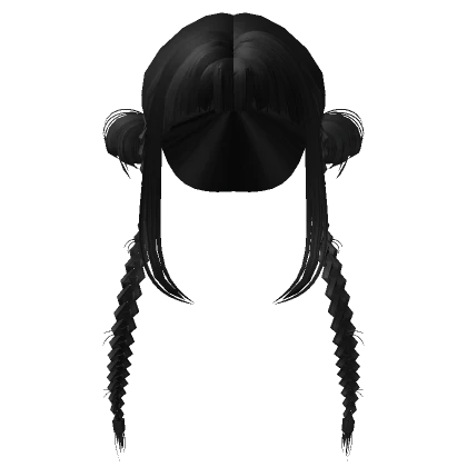 Kawaii Braided Pigtails in Black