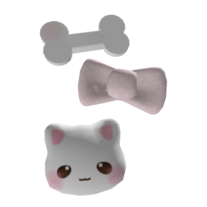 ✿ kawaii kitty hair clips with bow and bone