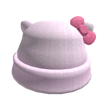 Adorable kitty pink knitted beanie w pastel bow 