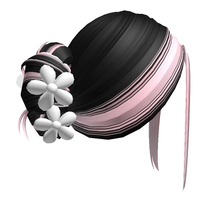 Two-Tone Flower Clipped Updo (Black & Pink)